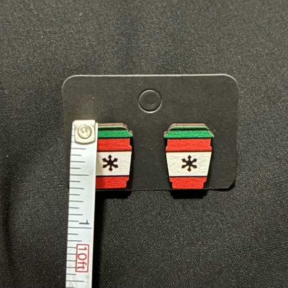 Christmas Coffee Earrings - Picture 2 of 3